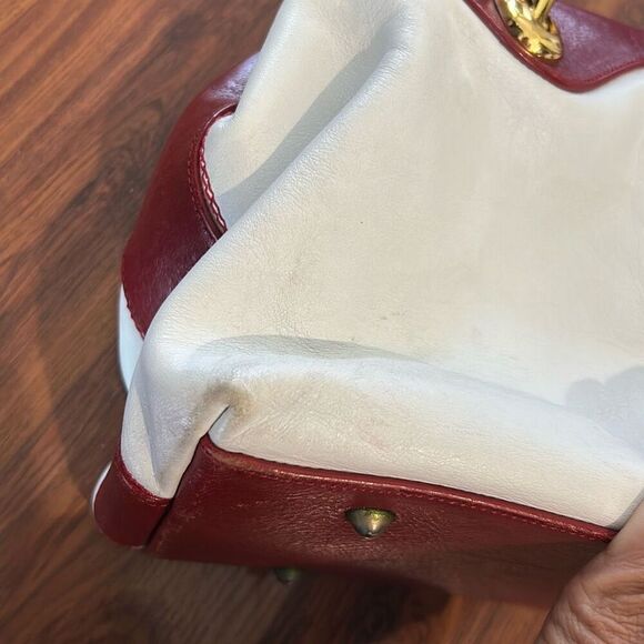 Marino Orlandi luxury red and white leather satchel handbag vintage